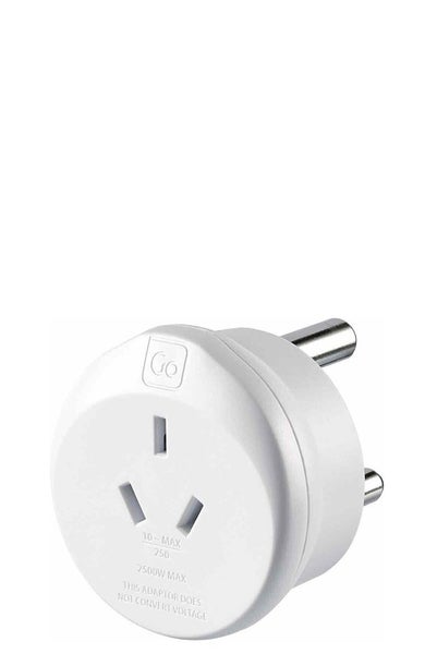 Go Travel NZ & AUS to South Africa Travel Adapter White Carousel 1