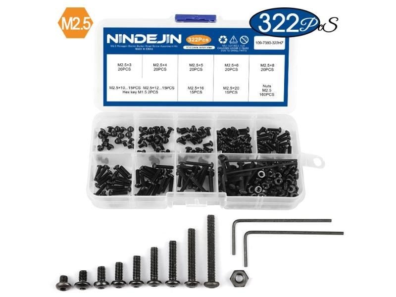 NINDEJIN Hex Hexagon Socket Button Head Screw Nut Carbon Steel M2 M2.5 M3 M4 M5 Carousel 1