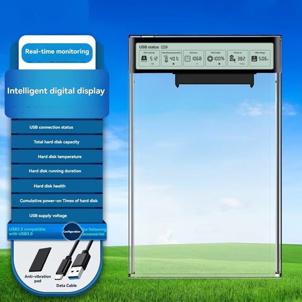 2.5'' Clear HDD SSD Enclosure For Laptop PC USB3.2 Gen2 Carousel 1