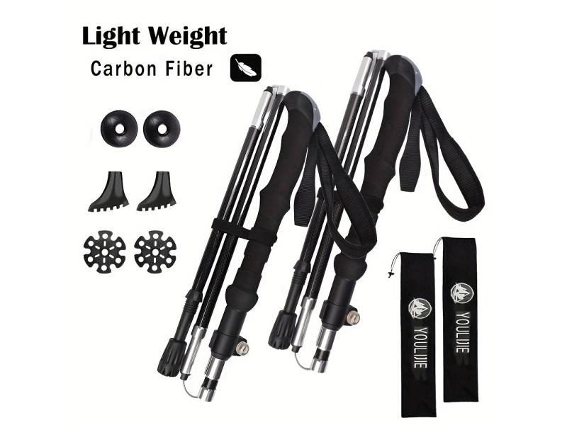 2-Pack Adjustable Carbon Fiber Hiking Trekking Poles Carousel 1