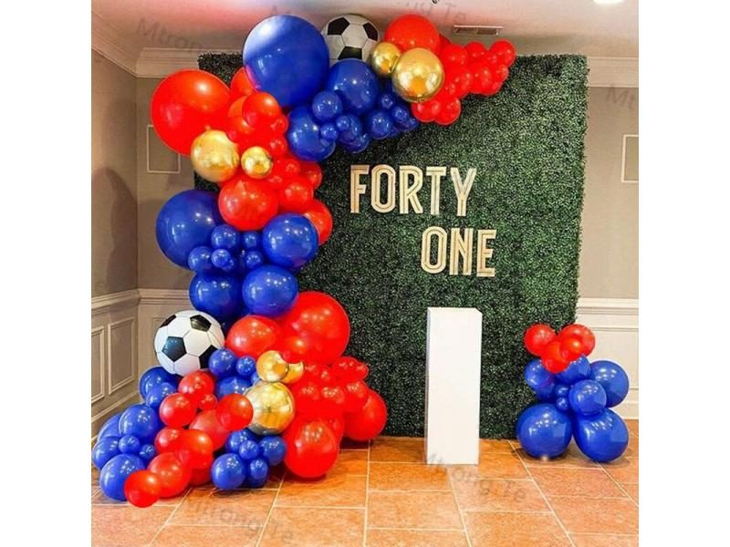 4D Soccer Red Blue Balloon Garland Arch For Party Decor Carousel 2