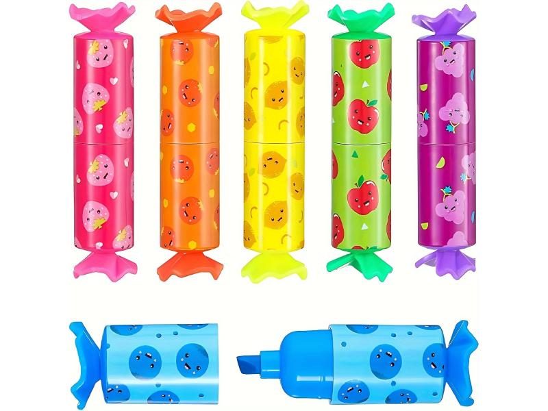 6pcs Mini Chisel Tip Highlighter For Drawing Diary Carousel 1