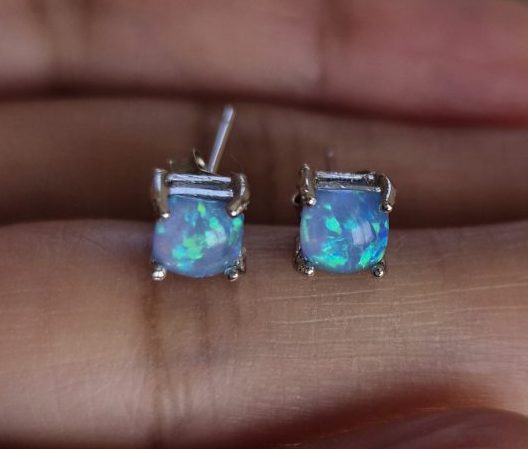 Silver Fire Opal Triplet Stud Earrings Carousel 2