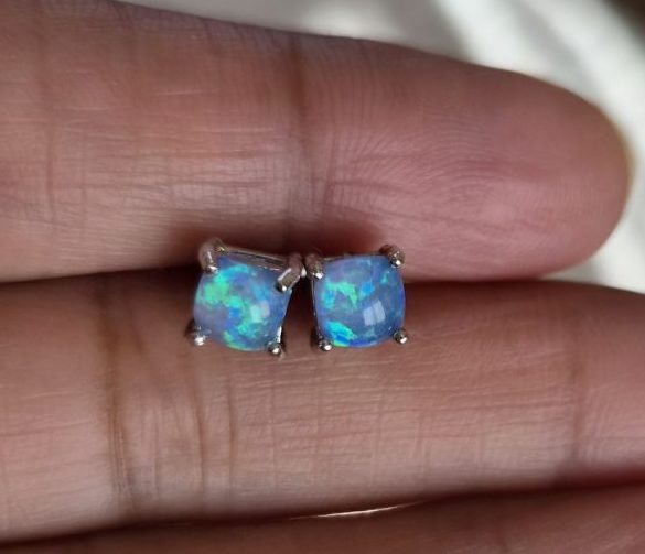 Silver Fire Opal Triplet Stud Earrings Carousel 10