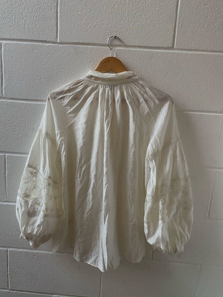 RRP$319 STORM Scandinavian balloon sleeve embroidered blouse PRISTINE!! Carousel 2