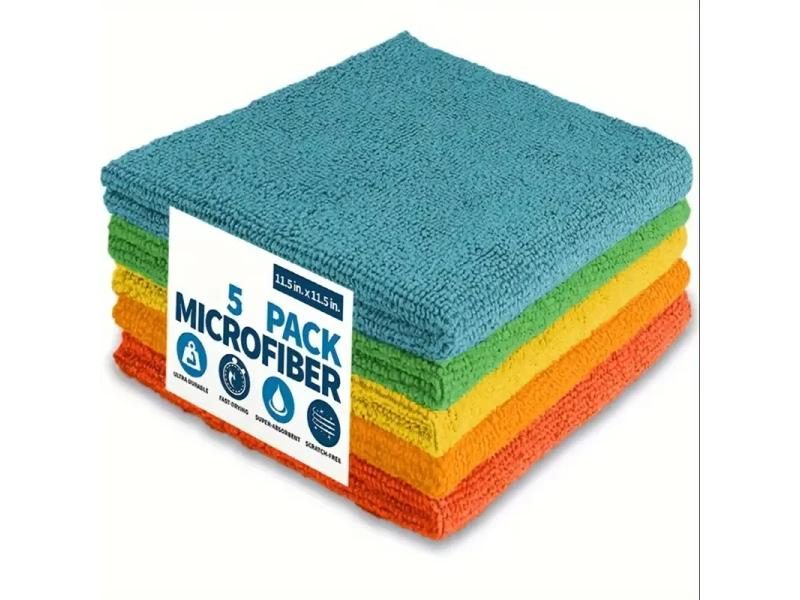 5pcs Microfiber Dishwashing Cleaning Cloth Household Towel Carousel 1