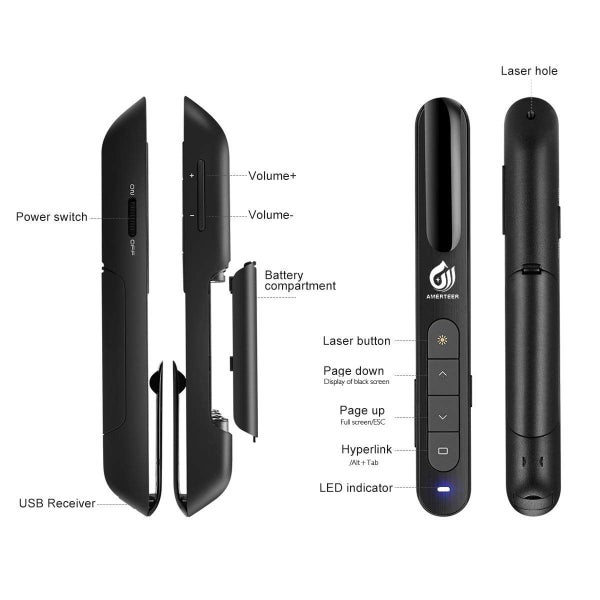 Wireless Presenter, RF 2.4GHz Powerpoint PPT Clicker Presentation Slides Remo Carousel 7