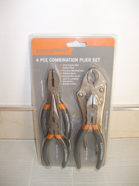 Brand New 4 Pliers Set (Curved Locking, Diagonal. Long Nose &Lineman) have only2 Carousel 1