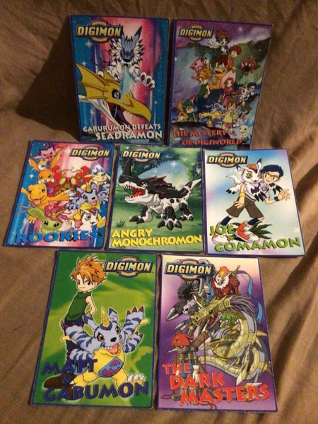 7x DIGIMON CARDS DIGITAL DIGIMON MONSTERS 2001 Rare Postcards 25 Year Old Lot Carousel 1