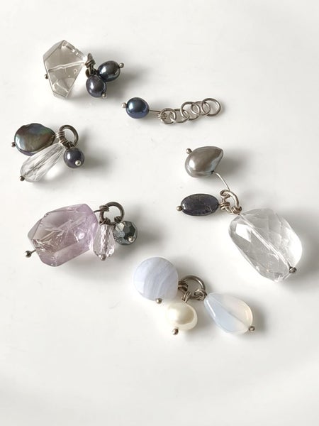 Gemstone & cultured Pearl charms lot Carousel 1
