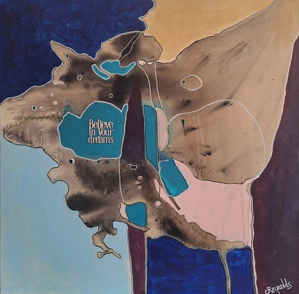ORIGINAL ACRYLIC MIXED MEDIA ABSTRACT PAINTING - Believe in Your Dreams 30"x30"