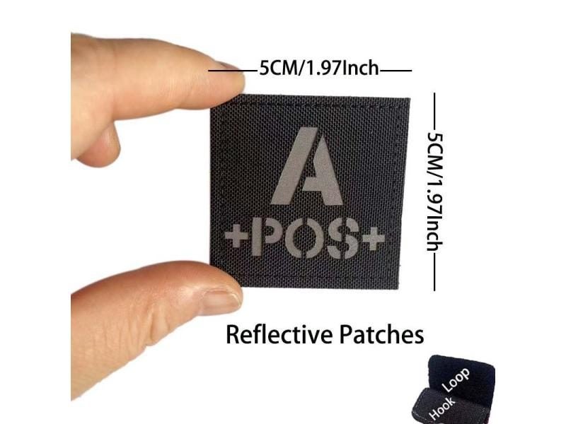 5x5CM IR Reflective Hook Loop Blood Type Badges Armband Sticker Carousel 1