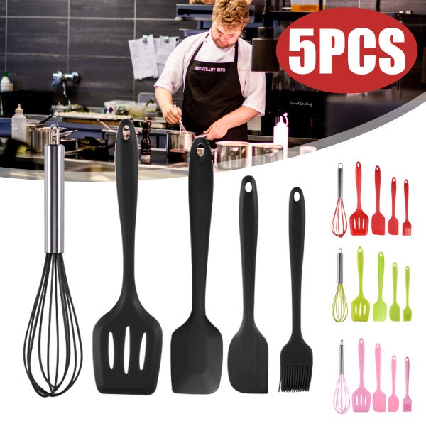 5pcs Silicone Cooking Utensils Kitchenware Set Eggg Beater Spoon Spatula CHK44R Carousel 1