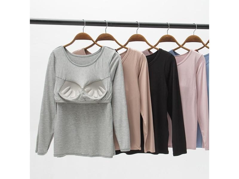 Modal Long Sleeve O-Neck Padded Thermal T-Shirt For Women Carousel 2