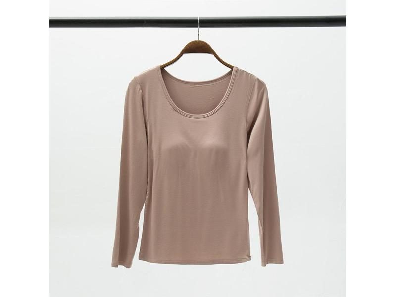 Modal Long Sleeve O-Neck Padded Thermal T-Shirt For Women Carousel 1