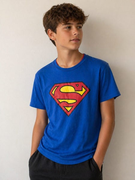 DC Comics Superman Logo Tee – Blue – Youth Size M (Unisex) Carousel 4