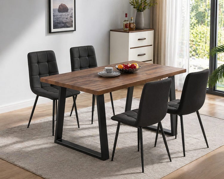 Dining Table with 4 Chairs Dark Grey Carousel 1