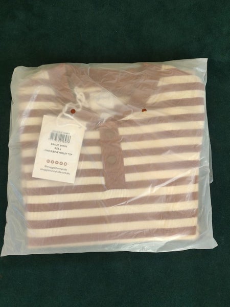 SNUGGLE HUNNY RIB HENLEY BISCUIT STRIPE SIZE 4 Carousel 2