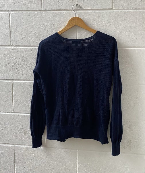 RRP$299 Random NZ Designer Royal Navy 100% fine merino wool jumper Carousel 2
