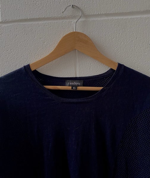 RRP$299 Random NZ Designer Royal Navy 100% fine merino wool jumper Carousel 6