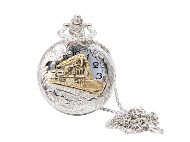 Retro Vintage Steampunk Quartz Necklace With Pocket Watch Pendant Carousel 1