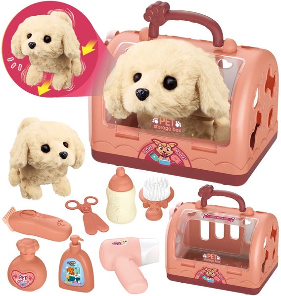 Pet Care Play Set Robot Dog Toys for Kids 12Pcs Puppy Dog Toy Pet Walk Groomi Carousel 1