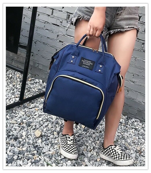 Baby Diaper Nappy Changing Mummy Bag Rucksack Hospital Maternity Backpack BLUE Carousel 3