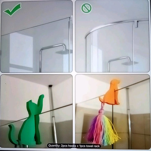 THE CATTAGE-2PC Cat Or Dog Shower Hooks Add Fun & Practicality To Bathing Acces Carousel 2