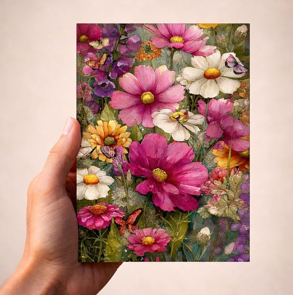 Floral Garden Art Print - Watercolour Wildflower Illustration (Digital Download)