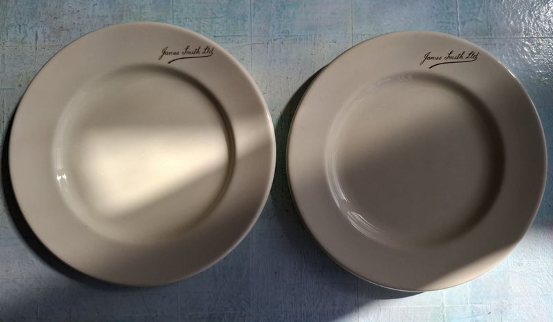 2 x James Smith Ltd Department Store plates - Crown Ducal - lovely condition