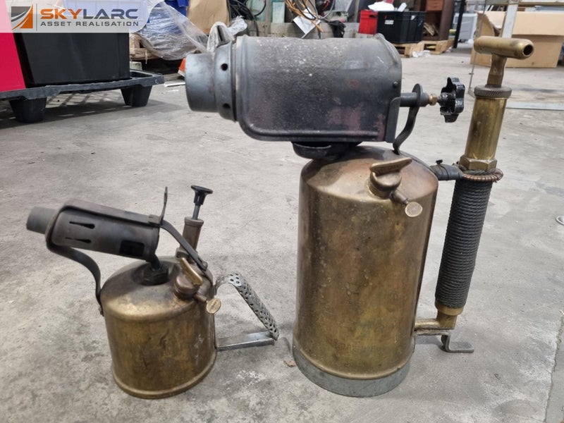 2x Vintage Brass Parafin Blow Torches by Primus, Sweden Carousel 1