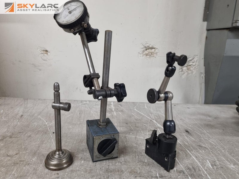 3x Magnetic & Non-magnetic Gauge Stands + 1x Mitutoyo Dial Gauge Carousel 1