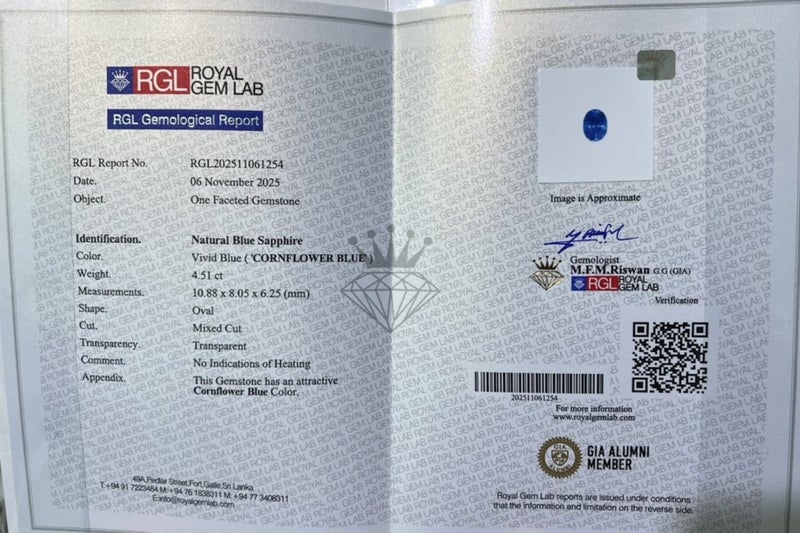 Natural Blue Sapphire 4.51ct Cornflower Blue | Certified Sri Lanka Carousel 5