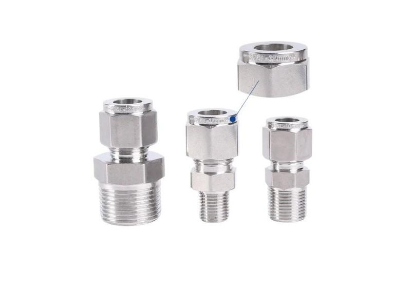 316L Stainless Tube Compression Union Connector With NPT Male And UNF Nut Carousel 2