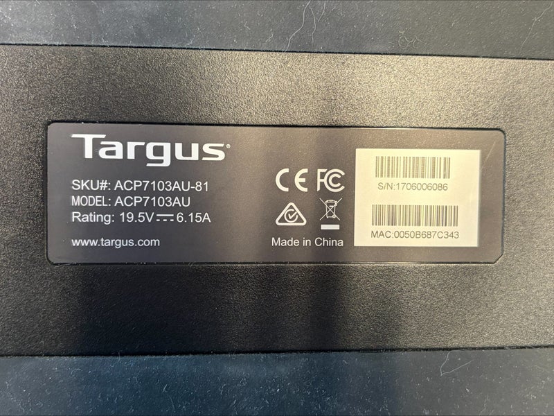 Targus Docking Station with cords - model ACP7103AU Carousel 7