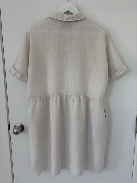 Decjuba light beige/natural linen dress Carousel 2