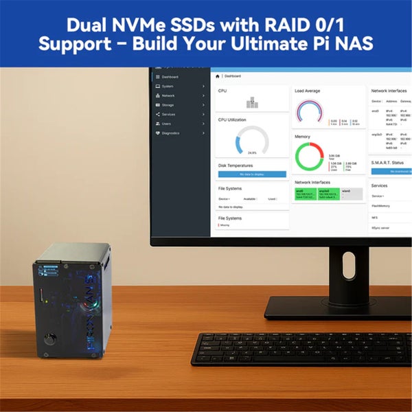 Raspberry Pi Pironman 5 MAX Dual NVMe M.2 SSD PCIe NAS RAID 0/1 Hailo-8L Mini PC Carousel 2