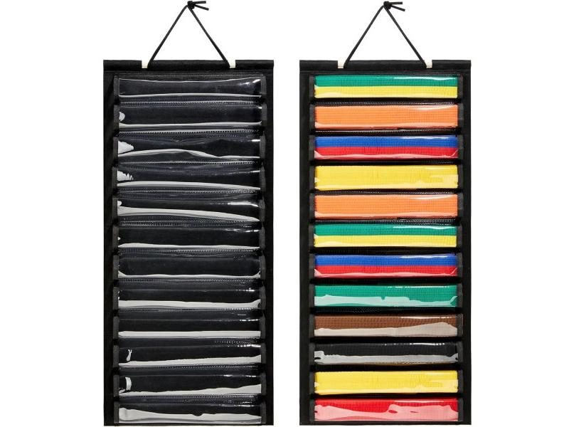 Wall Mounted Multi-Pocket Taekwondo Belt Storage Organizer Carousel 1