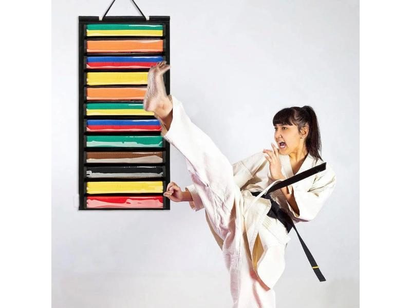 Wall Mounted Multi-Pocket Taekwondo Belt Storage Organizer Carousel 2