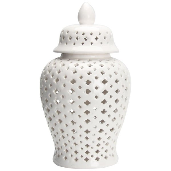 Hollow Flower Vase, Modern Ceramic Hollow Out Ginger Garlic Storage Jar Artif Carousel 1