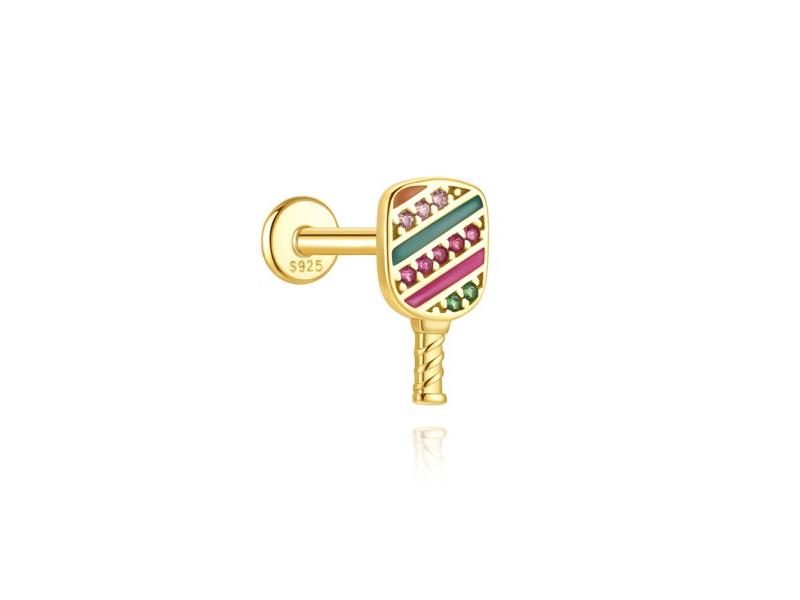 925 Sterling Silver Small Zircon Ear Stud For Women Opal Chain Carousel 1