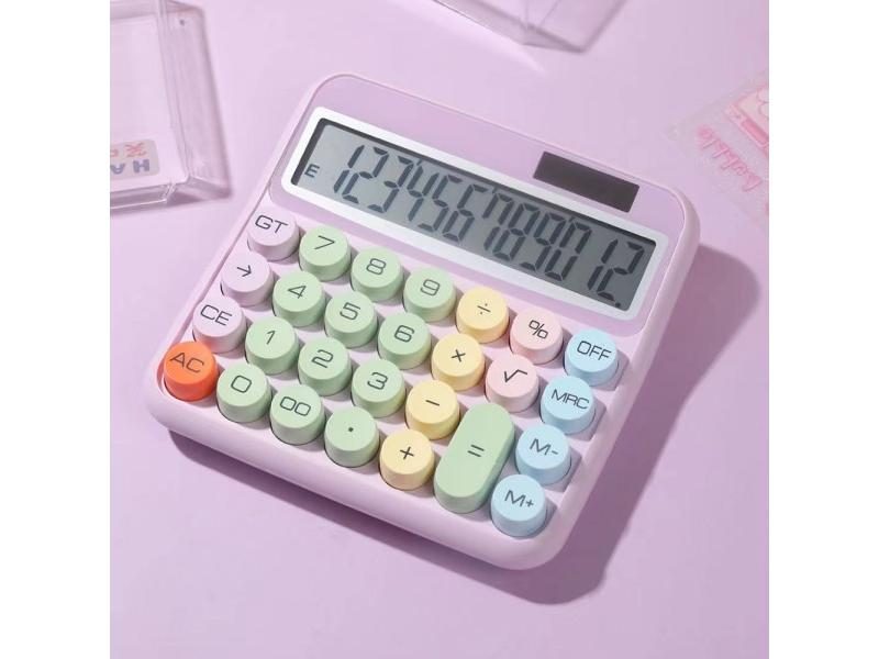 12 Digit Mechanical Calculator With Big Round Buttons And Dual Power Supply Carousel 1