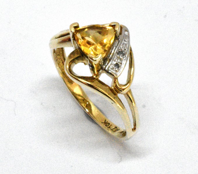 10ct Gold Citrine & Diamond Dress Ring Valued $1,300.- Carousel 1