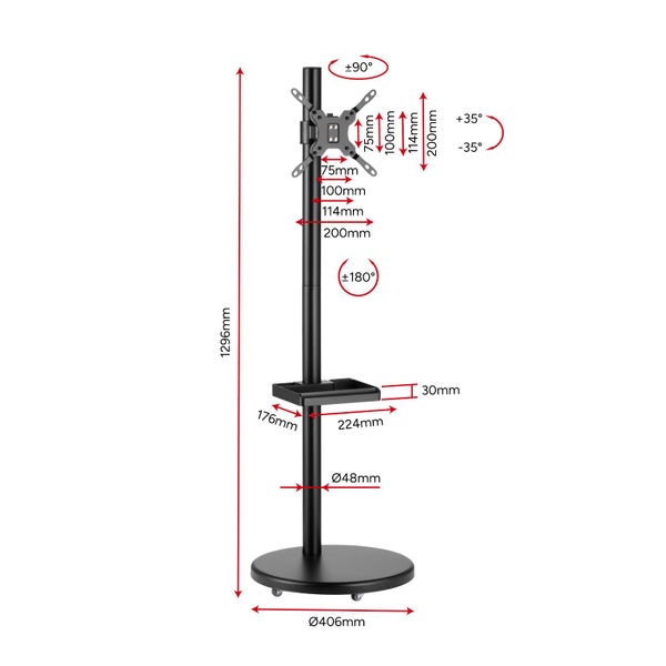 Kogan Portable TV Floor Stand for 17" - 43" TVs (Black) Carousel 11