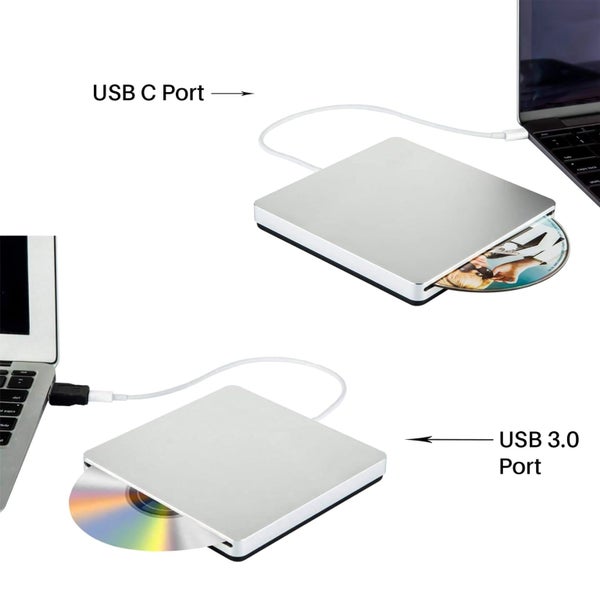 External DVD Burner Drive Type-C Optical Disc Drive Slim Slot-in CD/DVD +/- R Carousel 2