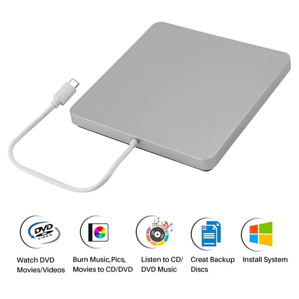 External DVD Burner Drive Type-C Optical Disc Drive Slim Slot-in CD/DVD +/- R Carousel 5