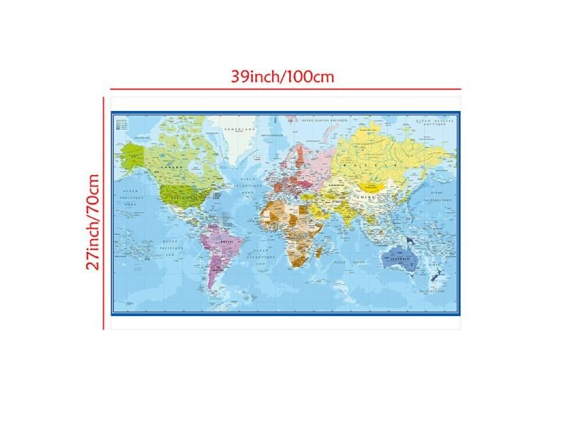 Wall Poster Map French Language Polyester Vinyl Office School Home Carousel 1