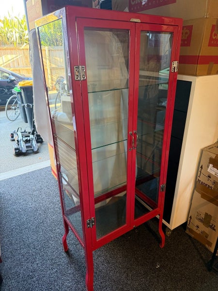 Dulton two door doctors cabinet red