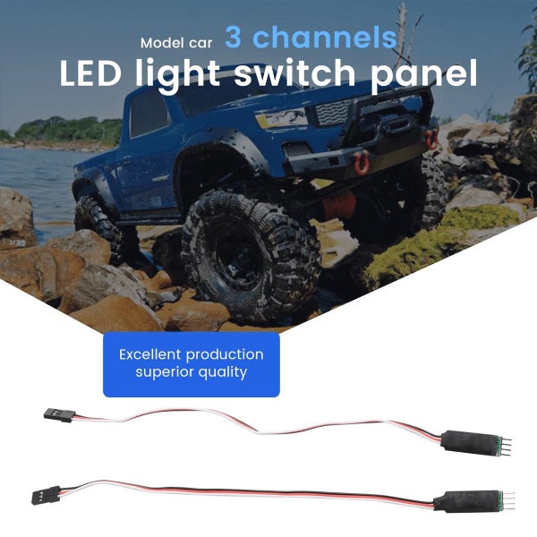 2Pcs 3CH 3-Channel LED Lamp Light Control Switch Panel for 1/10 1/8 RC Model Carousel 5