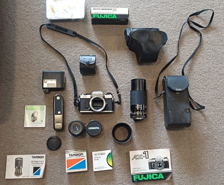 Fujica AX-1 Film Camera Bundle + Lenses & Accessories – Vintage Carousel 1
